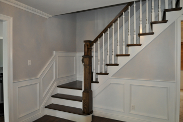 Renvoated Foyer & Staircase with Recessed Panel Detail, Oak Stairs with Pine Risers, Oak Hand Rail & Post.